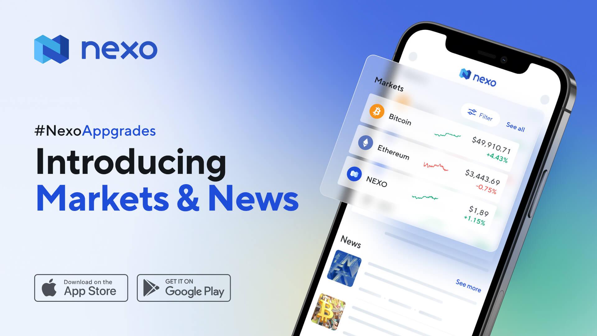 Mercados e notícias estão agora disponíveis no aplicativo Nexo!